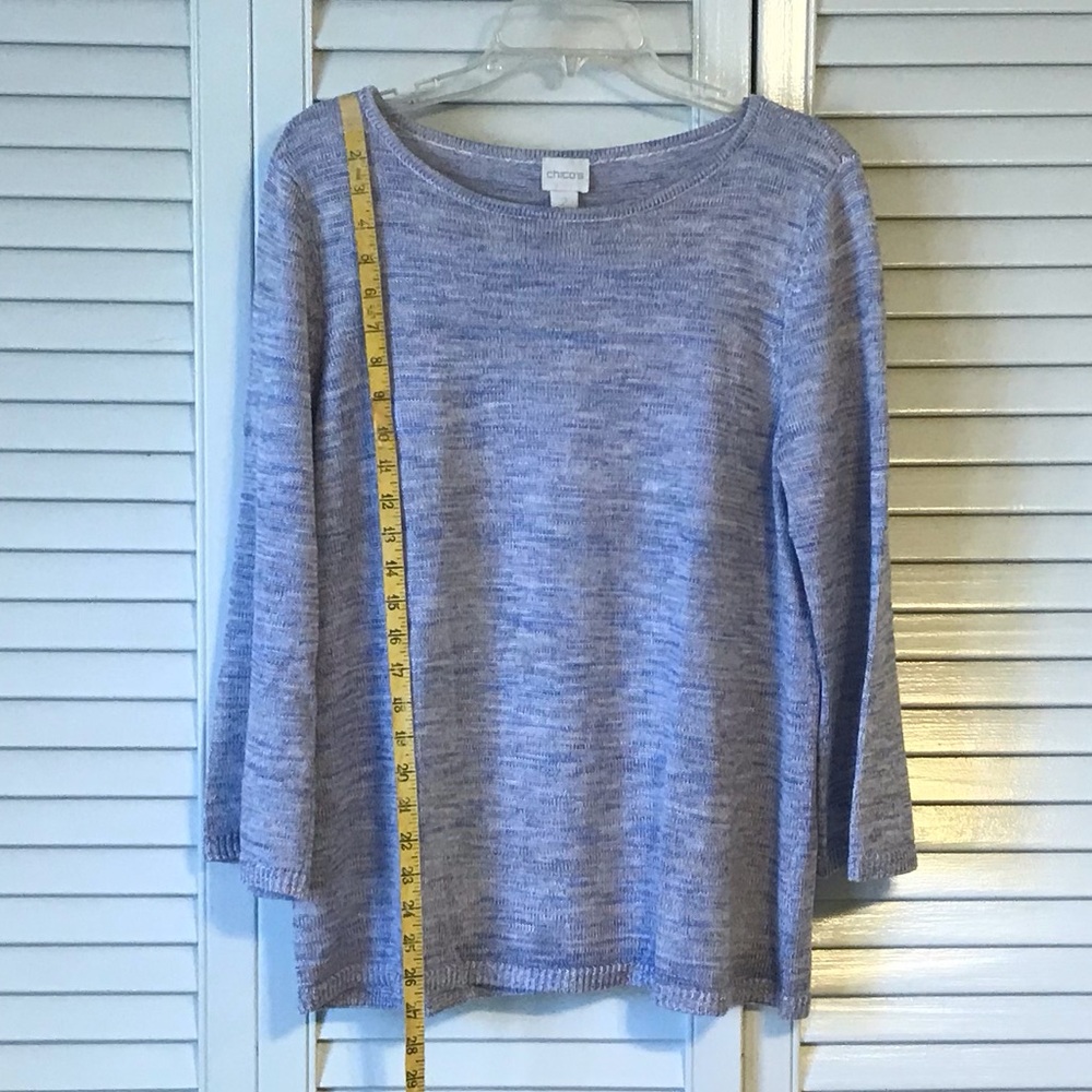 Chico's Blue and Cream Knit Top - Picture 2 of 7